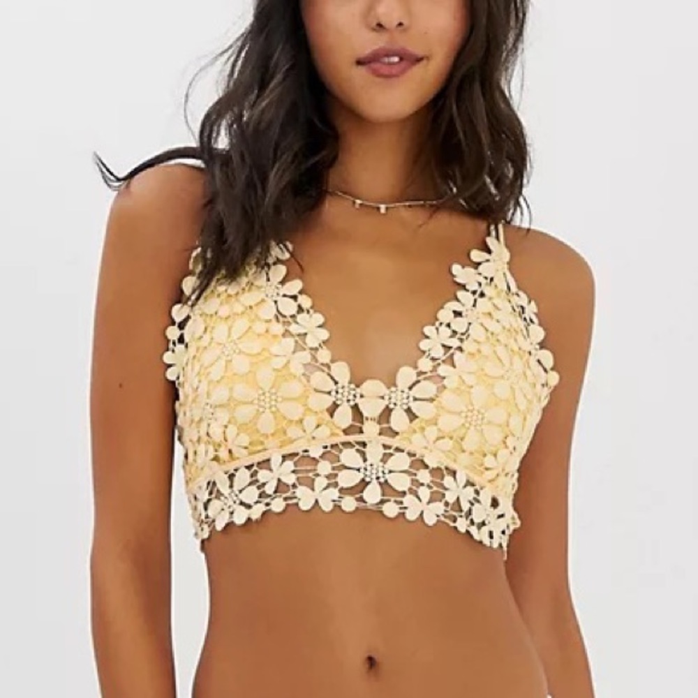 Free People Miss Dazie Floral Bralette in Yellow
